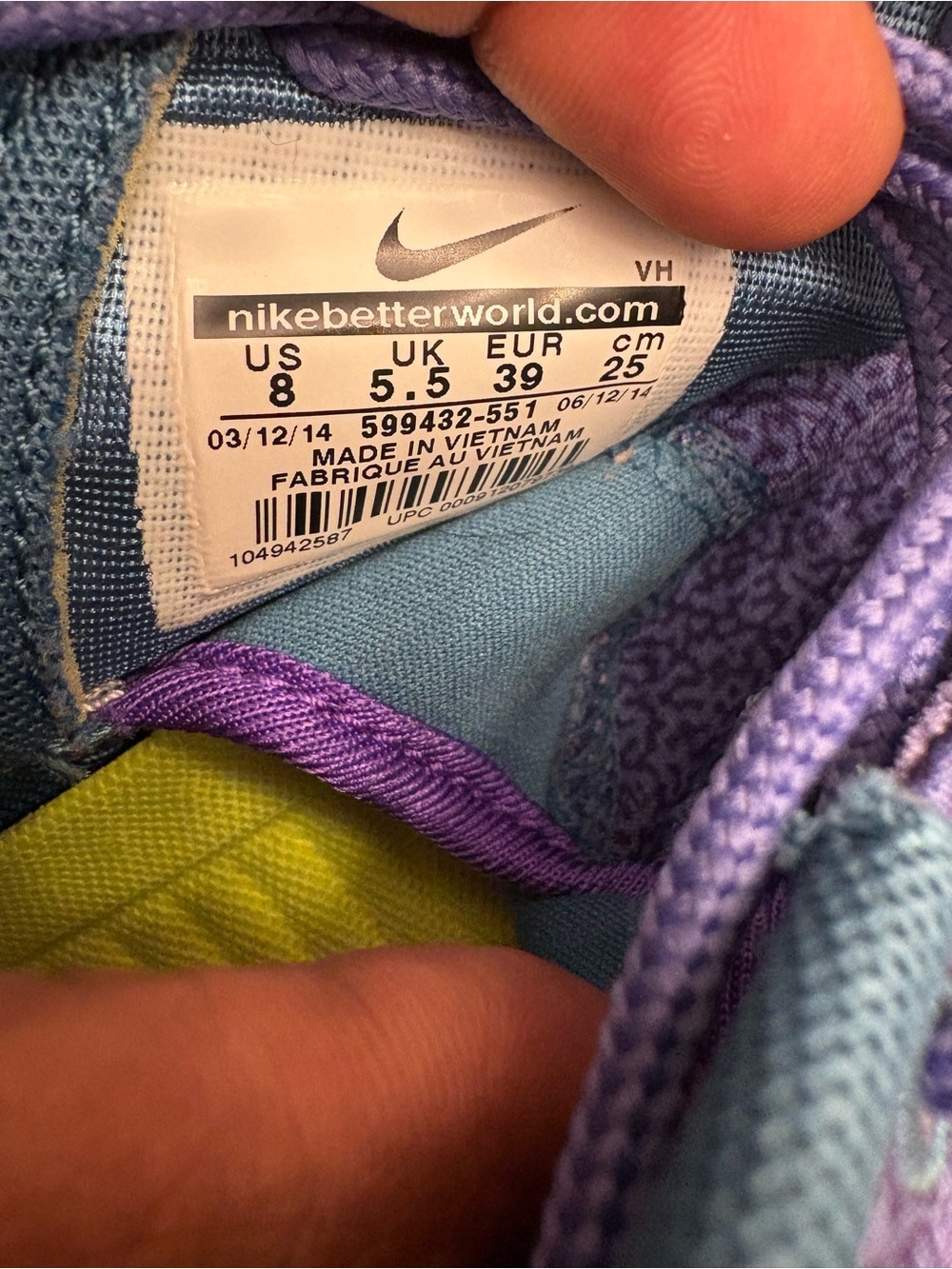 Nike Purple/Teal/White Speckled Low Top Lace-Up Womens Sneakers size 8 - Picture 7 of 7